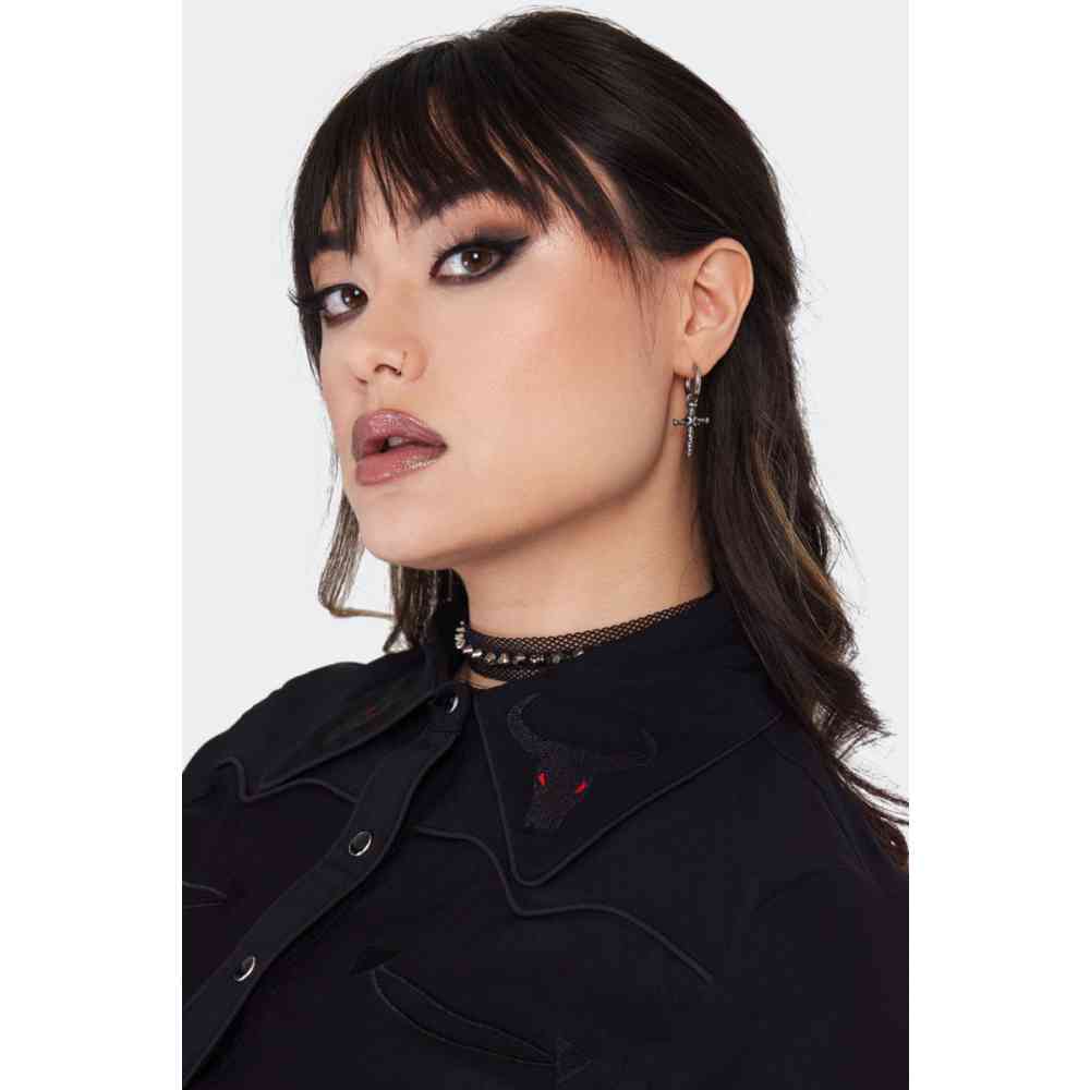 Jawbreaker - Dagger With Cross Drop Earrings - Silver coloured